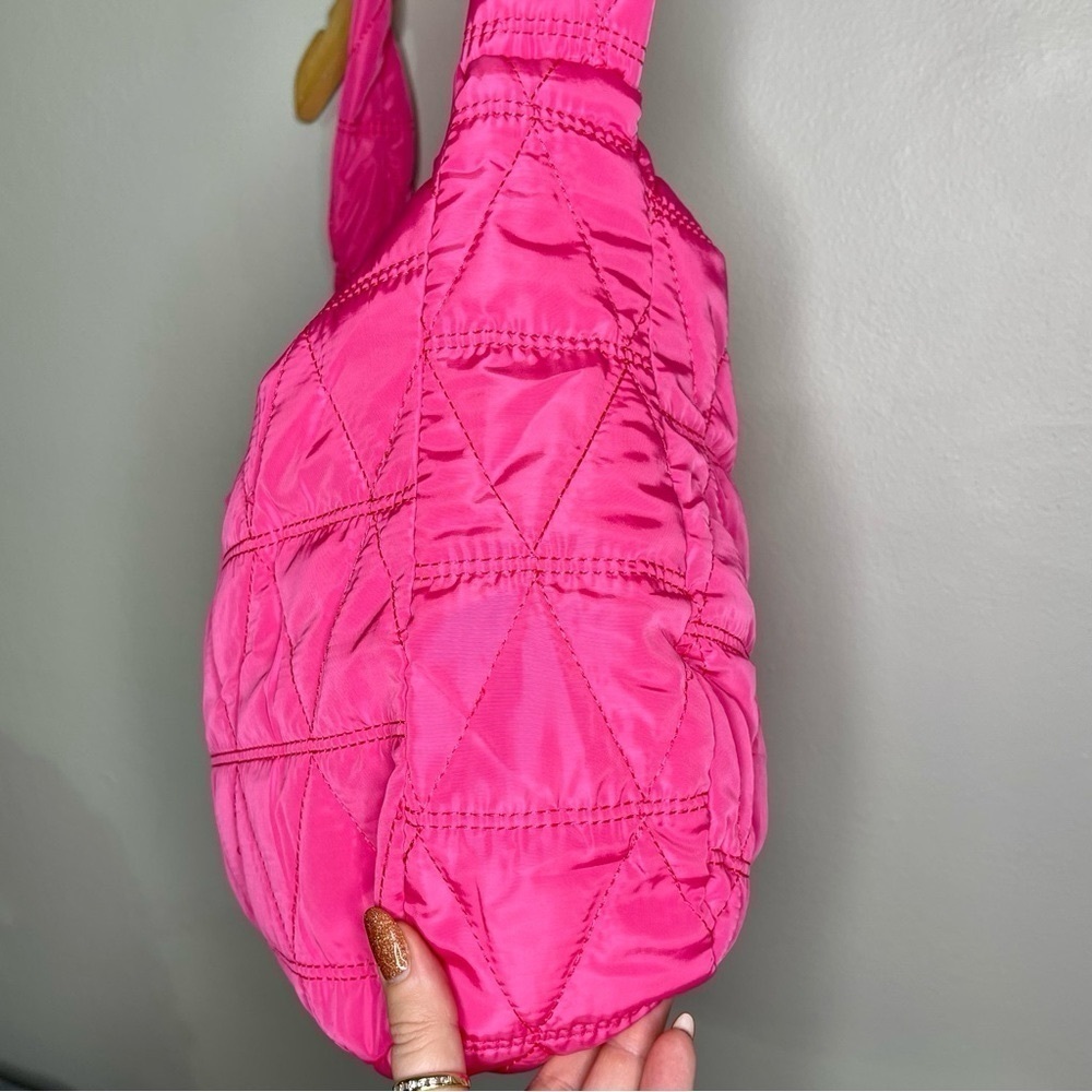 Pink Quilted Puffer Shoulder Bag Lightweight Hobo Bag Handbag New - Picture 6 of 7